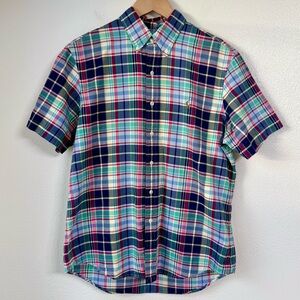 Classic Polo Ralph Lauren Multi-Color Madras Plaid Oxford Button-Down Shirt M